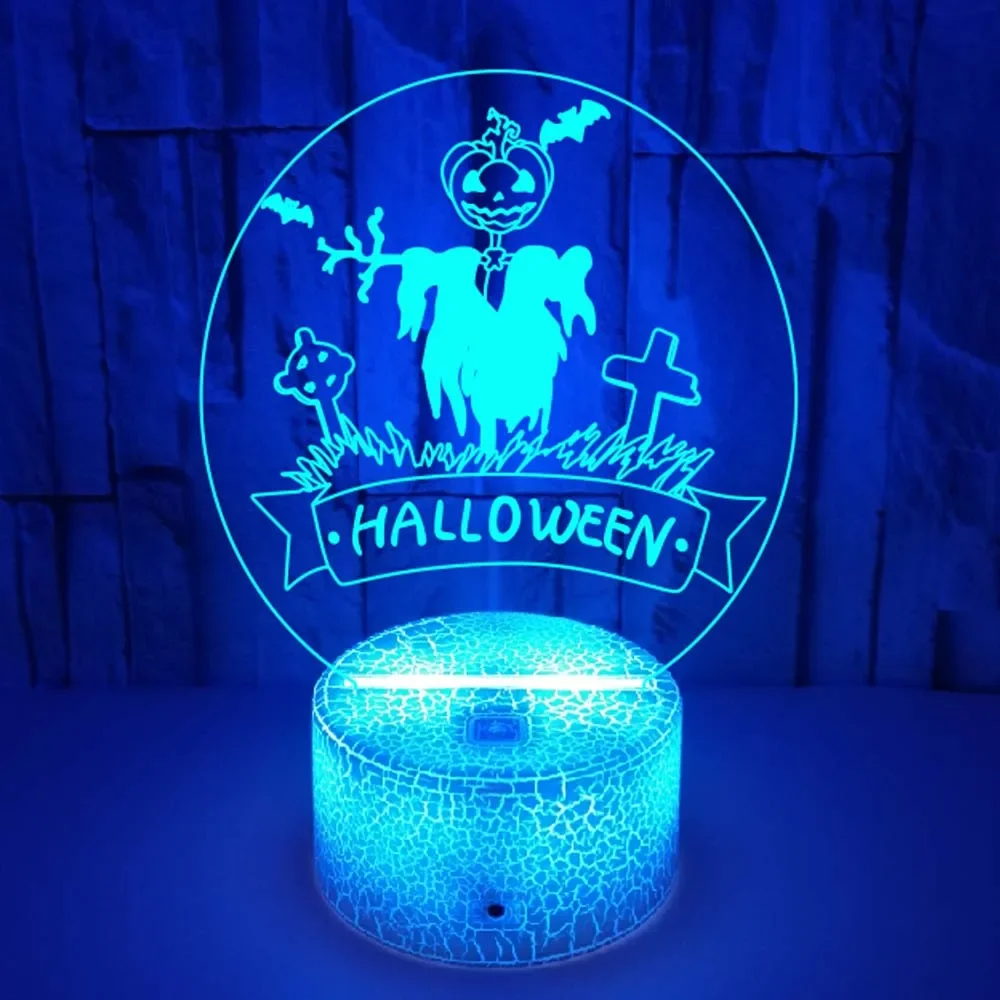 Pumpkin Ghost LED USB Night Light, 7 cores diferentes, abajur de cabeceira do quarto, presente decorativo para crianças de Halloween