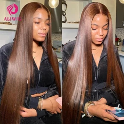 13x6 Chocolate Brown Straight Lace Front Wig Glueless Hd Transparent Lace Frontal Wig 4x4 13x4 Colored Human Hair Wigs For Women