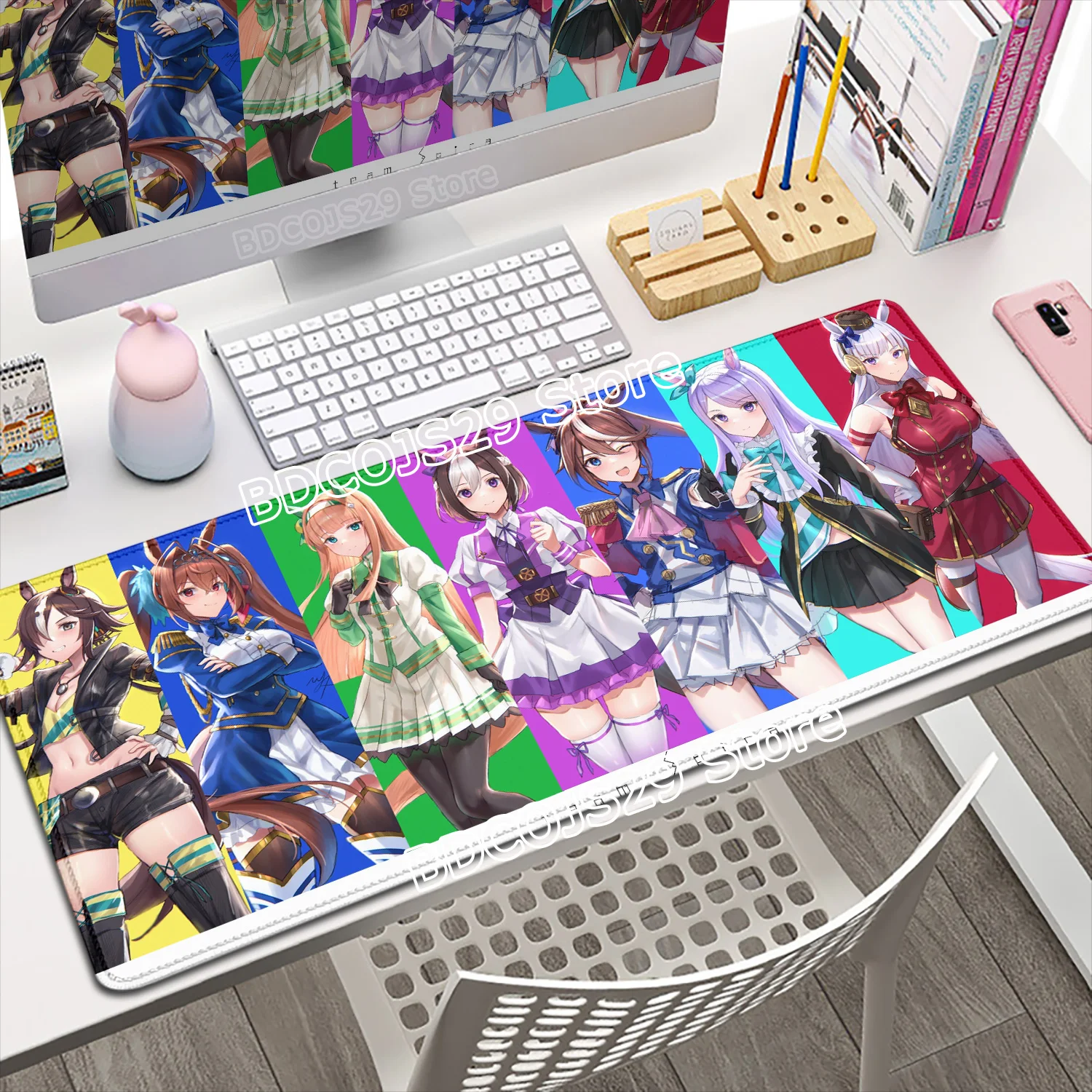 New Mouse Pad Gaming Kawaii Pretty Umamusume Gold Ship Mouse Mat Laptop Cute Anime Girl Desk Mat PC Gaming LockEdge Keyboard Pad