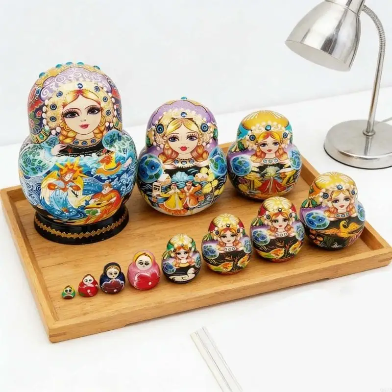 Princesa 10 capas, muñecas rusas pintadas a mano, juguete apilable educativo madera para niños, diversión artística y