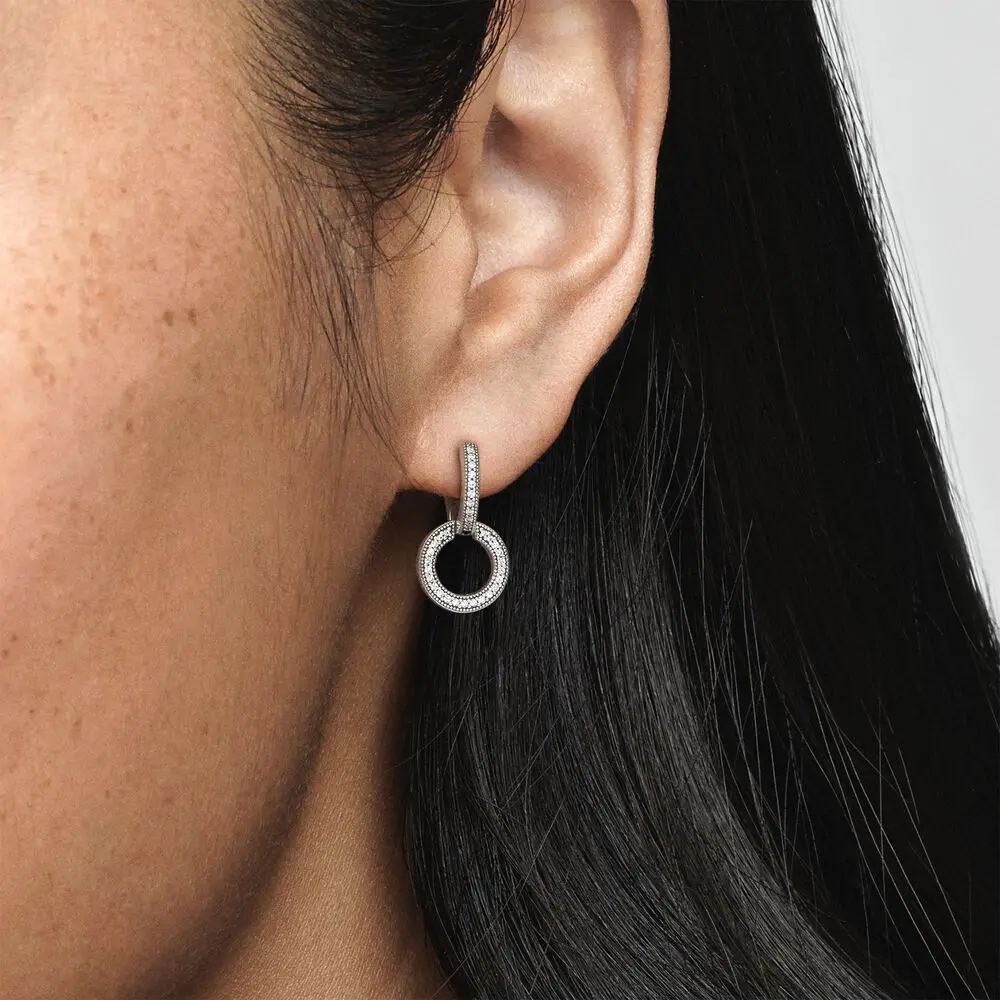 Love Heart Cat Double Hoop Love Mother Earrings Charms Fit 925 Original Charm Women 925 Silver Hot Sale Earring DIY Jewelry Gift