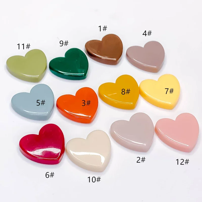 Resin Plastic Flat Back Heart Shape Pendant Earring Accessories Jewelry Component Diy Handmade Material 10pcs