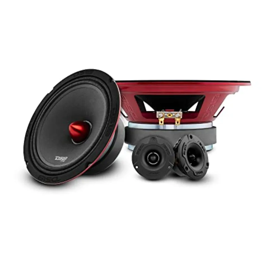 

Car or truck stereo sound system door speakers: aluminum midrange 8 and super bullet tweeter 1 built-in crossover black finish