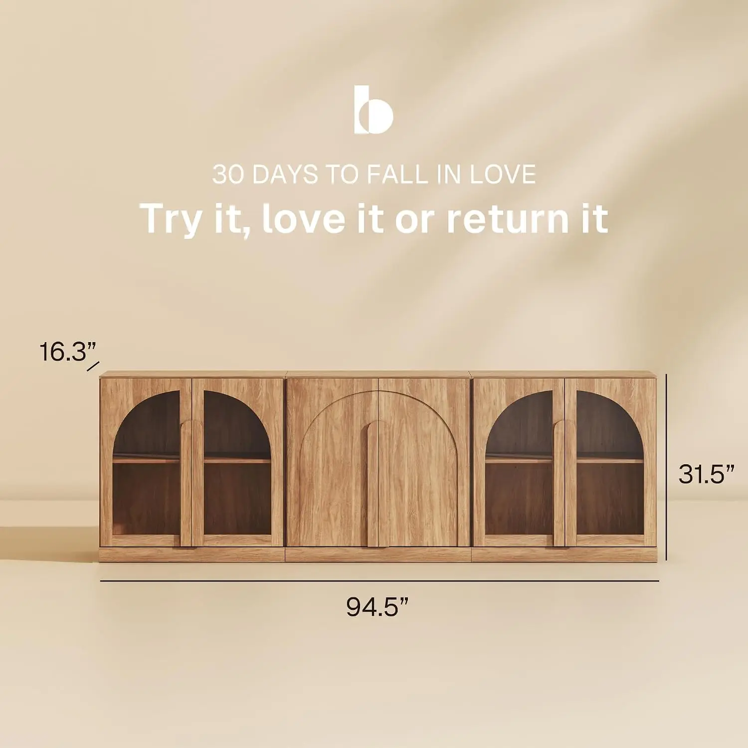 Bijou 3-Piece Modular Sideboard Buffet Cabinet - Camel