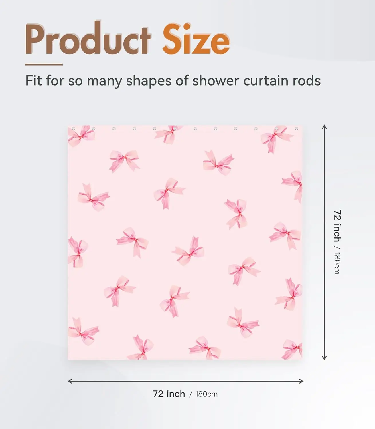 Pink Bow Pattern Shower Curtain 160x180cm Cute Feminine Bathroom Decor Sweet Pastel Color Bath Curtains