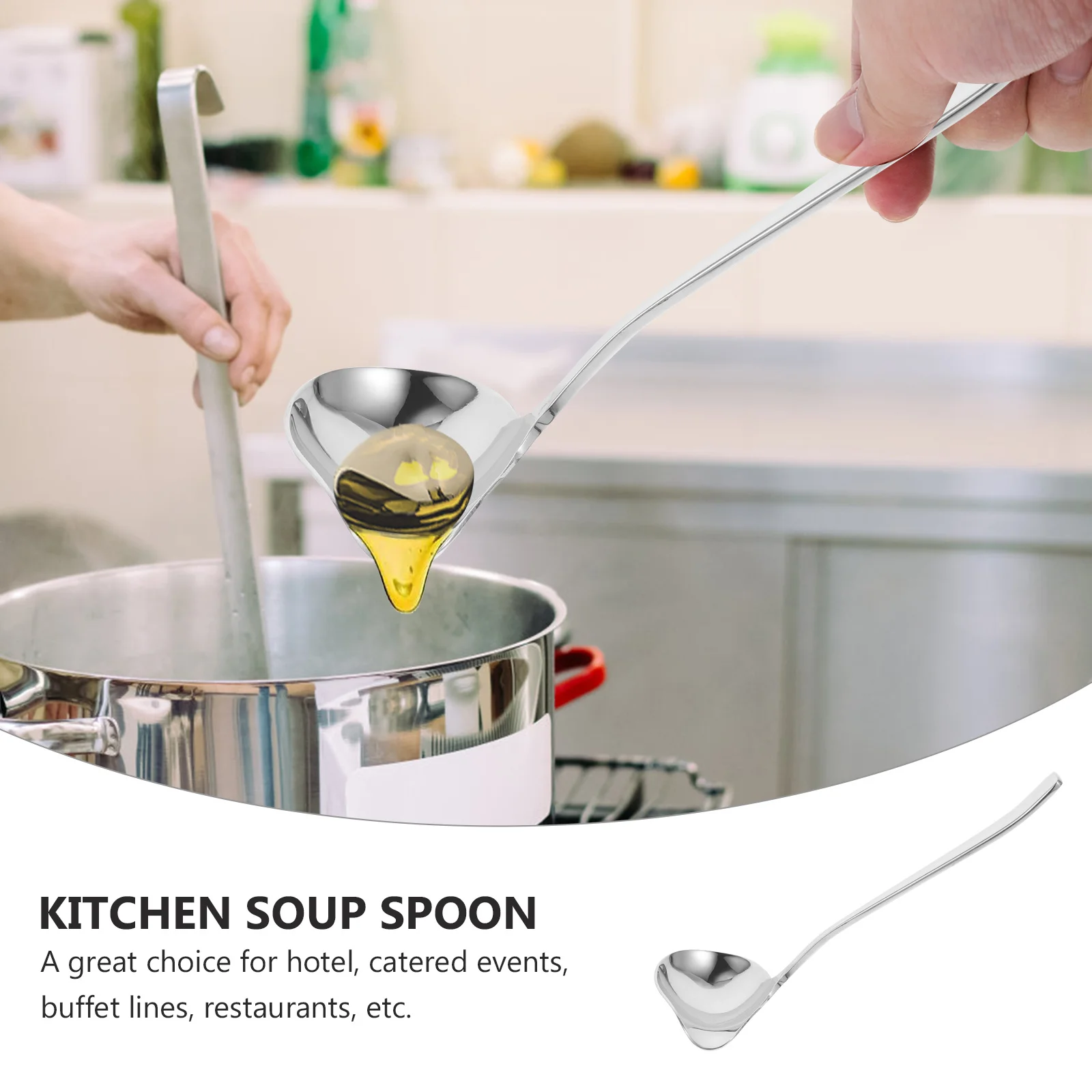 

Stainless Steel Duckbill Spoon Heavy Duty Wear Resistant Soup Sauce Oil Gravy Ladle for Kitchen Cooking Serving Easy Clean