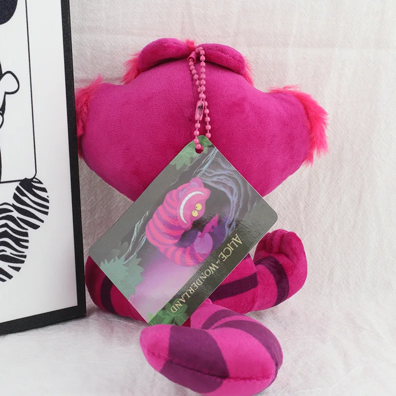 2개/세트 디즈니 이상한 나라의 앨리스 체셔 고양이 플러시 키체인 장난감 귀여운 펜던트 가방용 부드러운 열쇠고리 여성 생일 선물