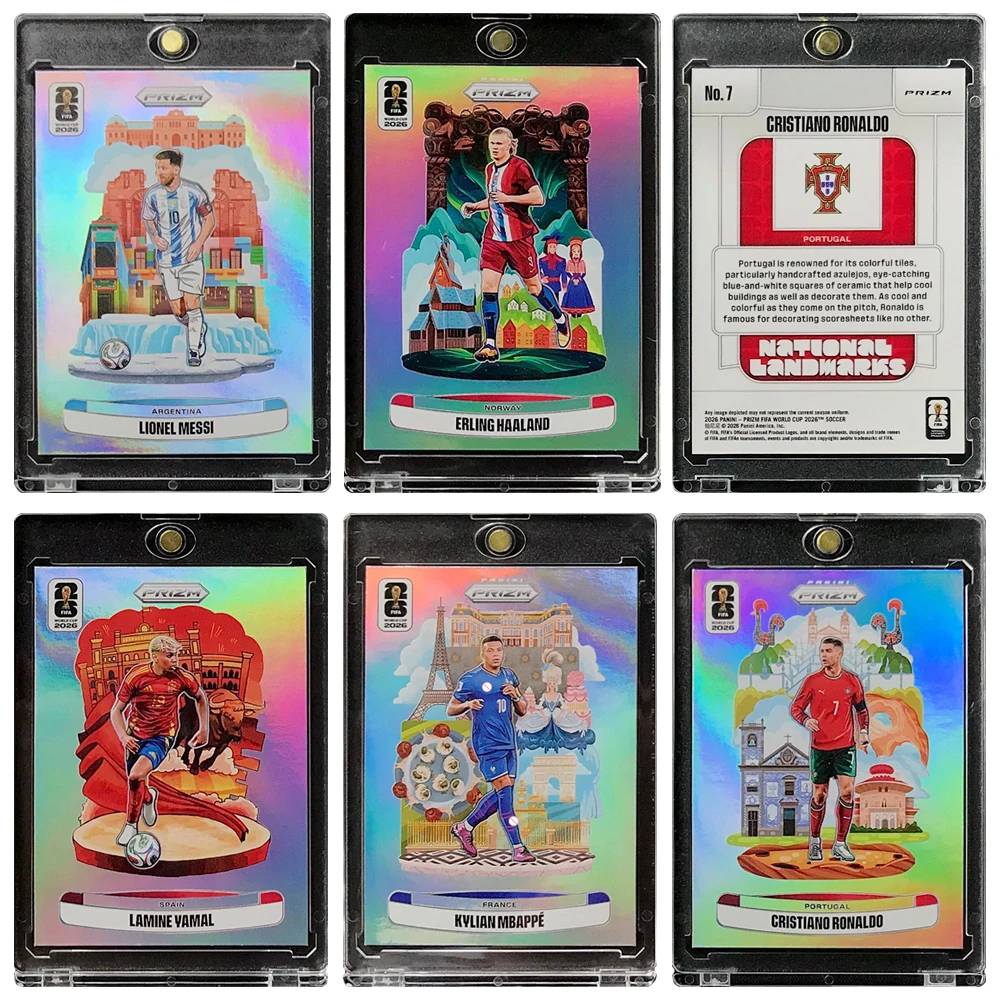 2026 DIY homemade world cup downtown Messi Ronaldo Mbappe Haaland Jamal Rainbow Laser Texture Collectible cards Birthday gift