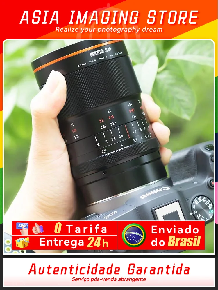 【 Do Brasil 】 Brightin Star 60mm F2.8 II APS-C Mirrorless Camera Macro Lens for Sony ZVE10 Canon EF-M RF Fujifilm Nikon Z 60 2.8