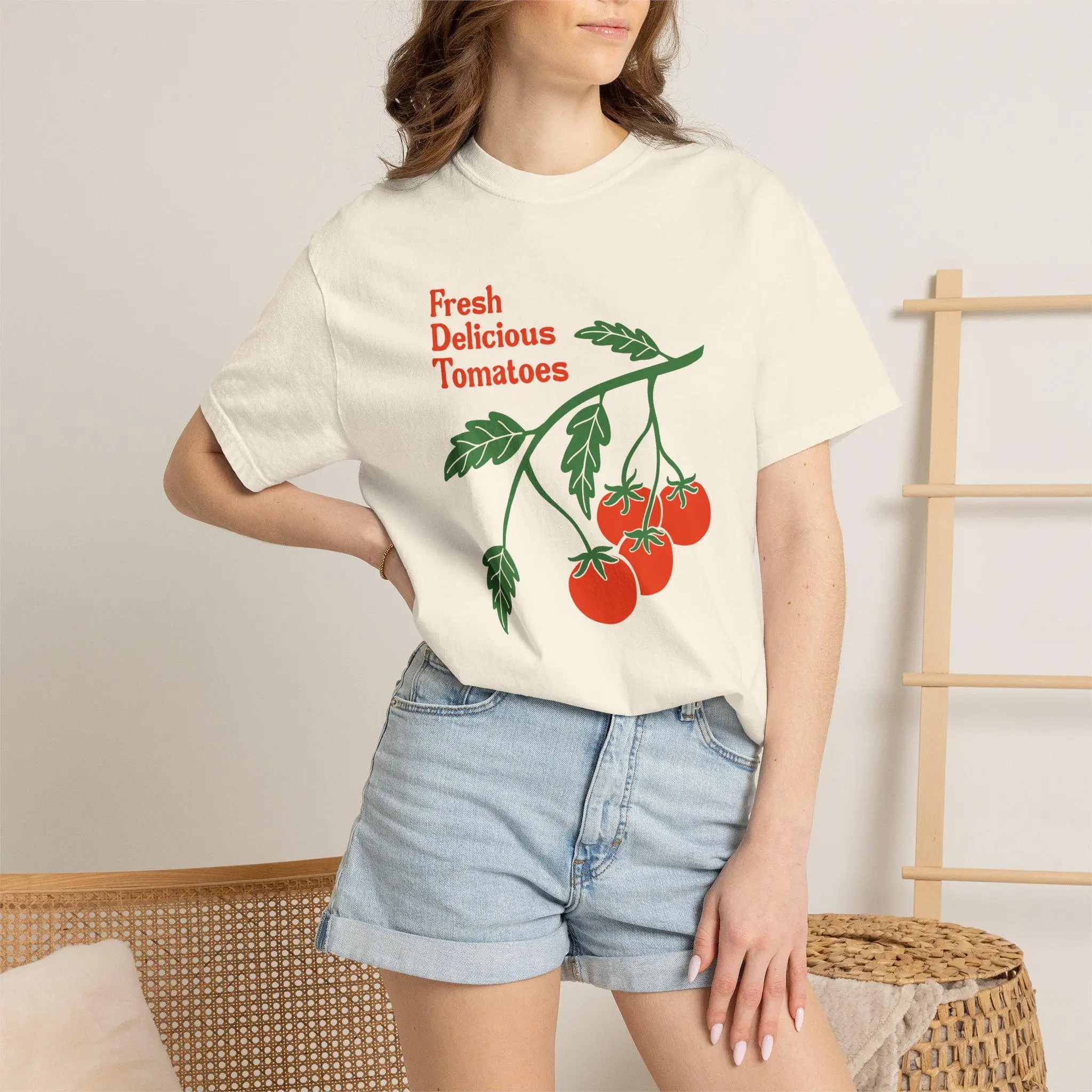 

Plus Size Summer Women's Vintage Fresh Delicious Tomatoes T-Shirt Cotton Breathable Stylish Versatile Street Style Oversized