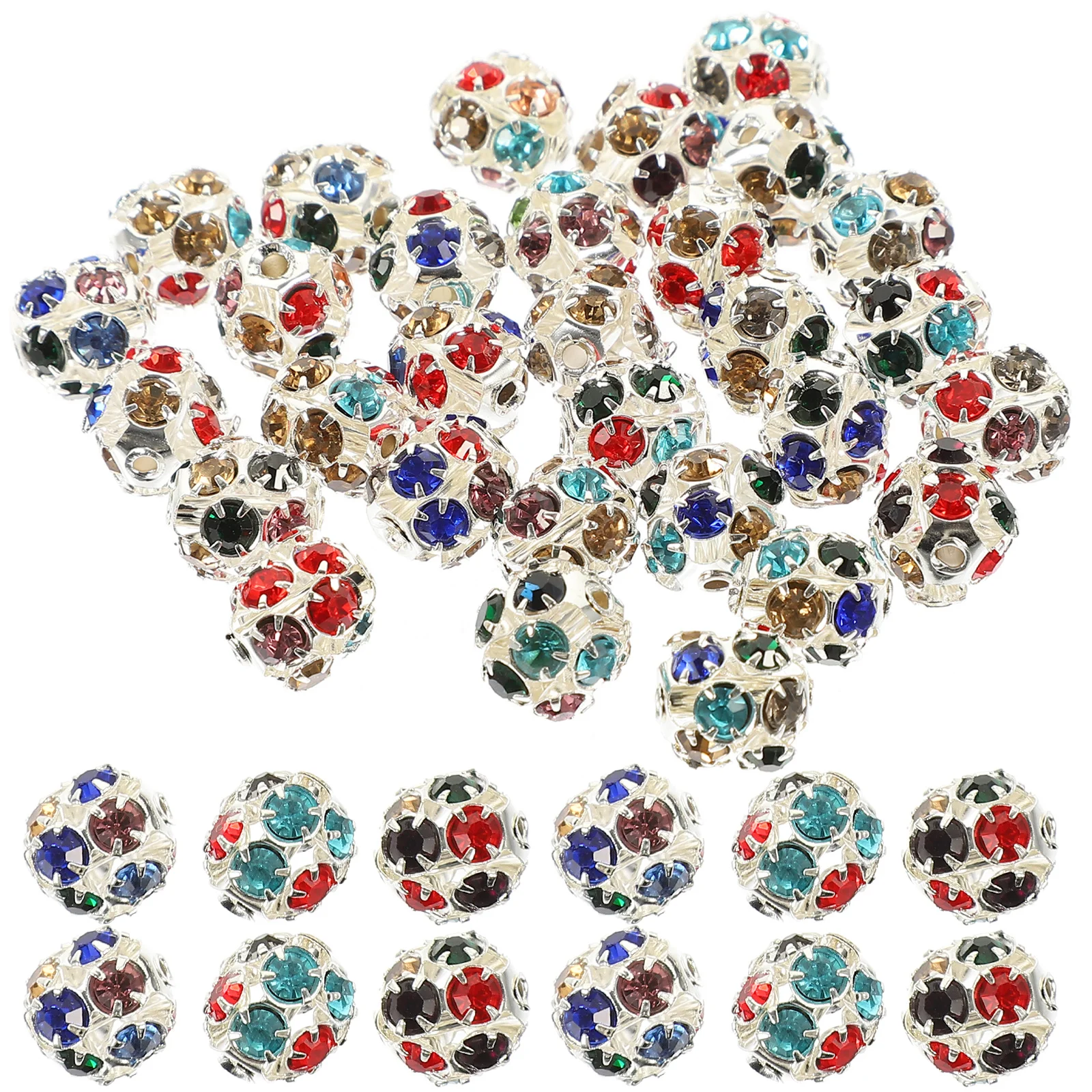 90Pcs Rhinestone Diamond Beads Spacer Loose Beads Jewelry Making DIY Supplies for Bracelets Necklaces Crafts Rhinestone Bead