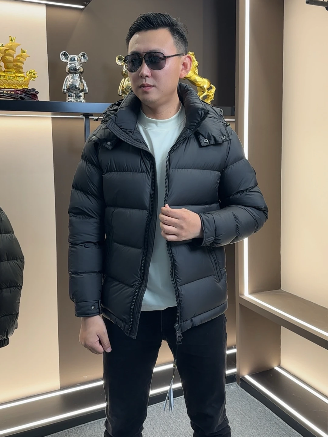 

Мужское зимнее пальто Jaet High Loing Warmth 90 Du down с капюшоном Casual ort Bread Sle Coat Long Sve на молнии