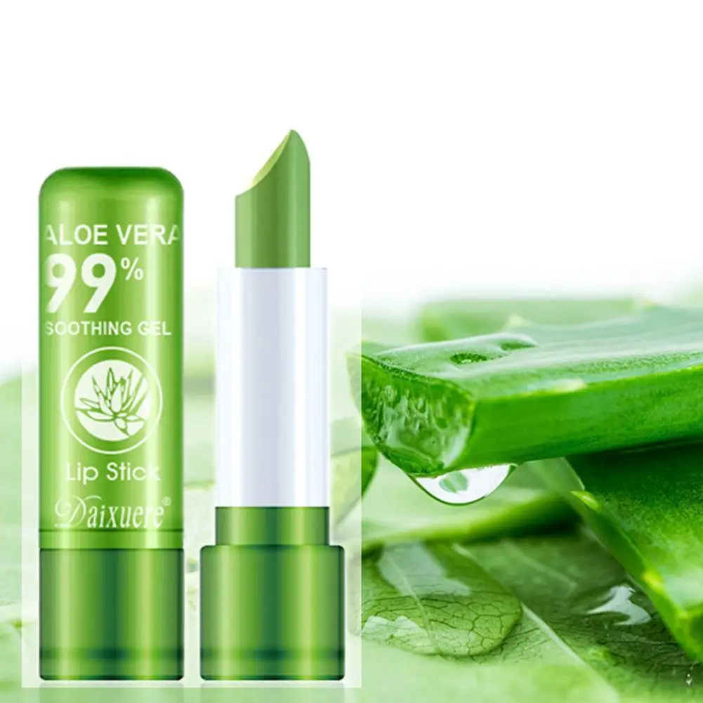 2 Stück Aloe Vera Lippenstift, langlebige Lippenpflege, nahrhafter, prallerer Lippenbalsam, Feuchtigkeitscreme, magische Temperatur, Farbwechsel, Lipgloss