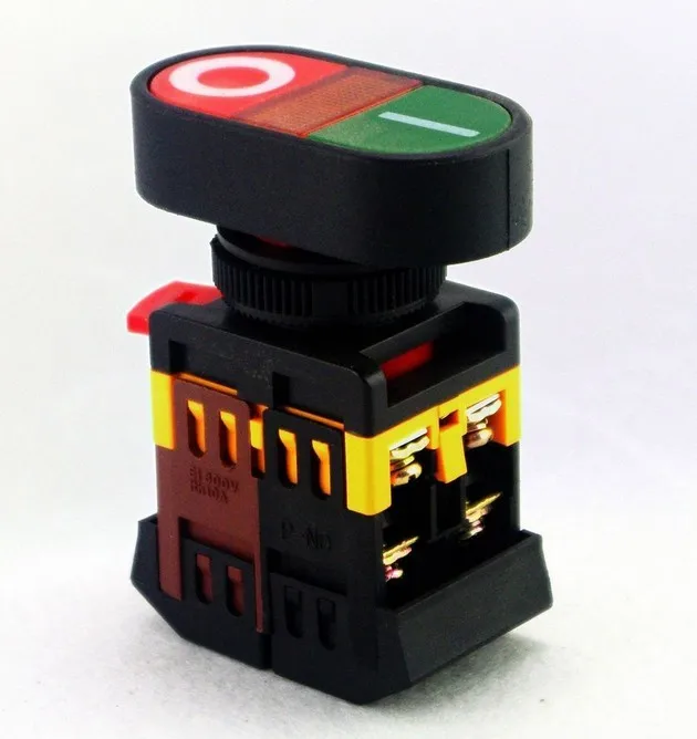 2PCS Start-Stop Double Pushbutton With LED Pilot Lamp 6V/12V/24V/110V/220V/380V