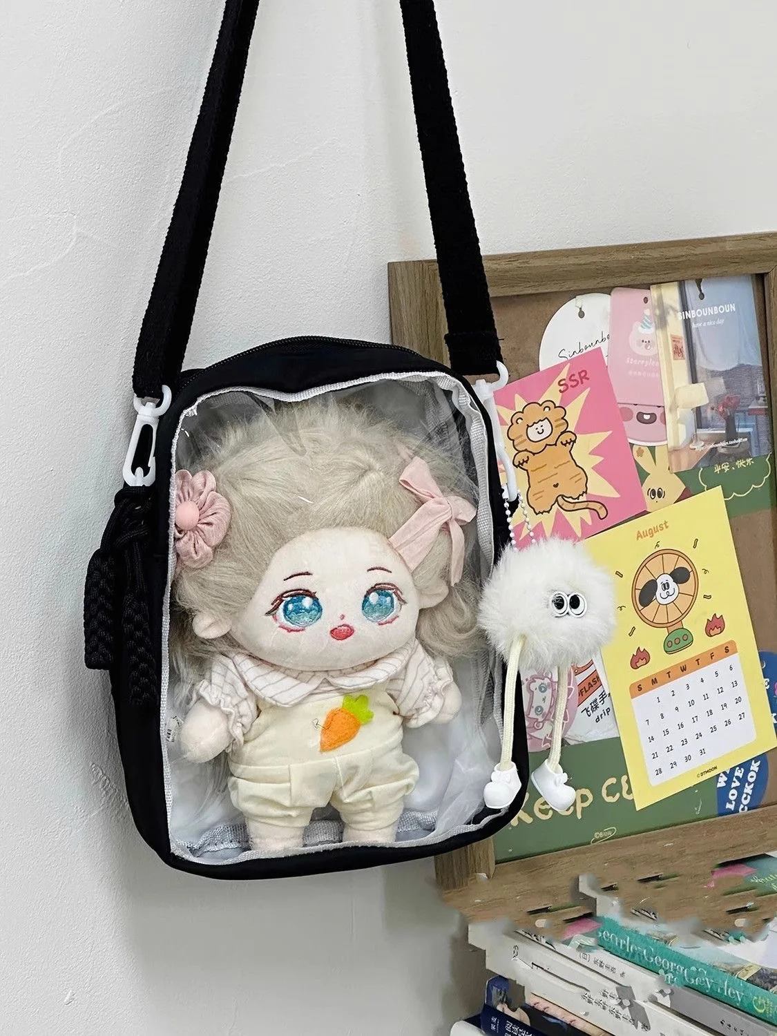 Interrupteur petit sac à main transparent pour filles, pochette Itabag avec fermeture éclair pour poupées de 20cm, sacs à bandoulière