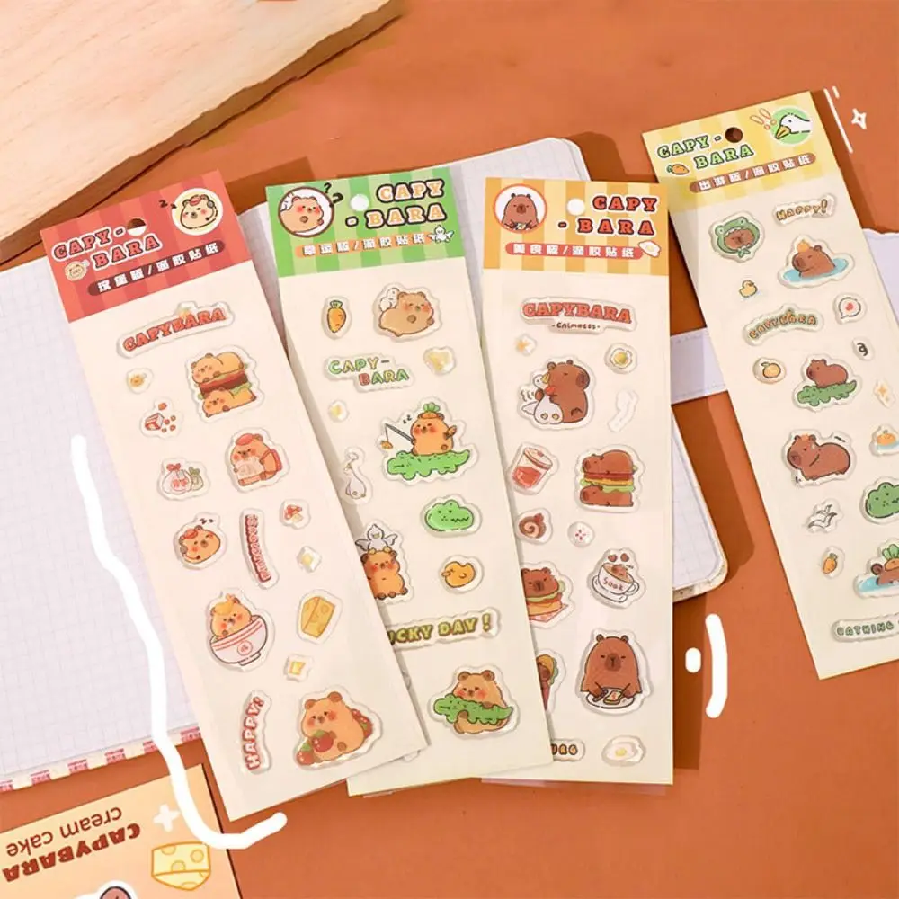 Cute Guka Capybara Drop Glue Sticker Cartoon Creative Scrapbooking Decorative Sticker Multifunction Self-adhesive