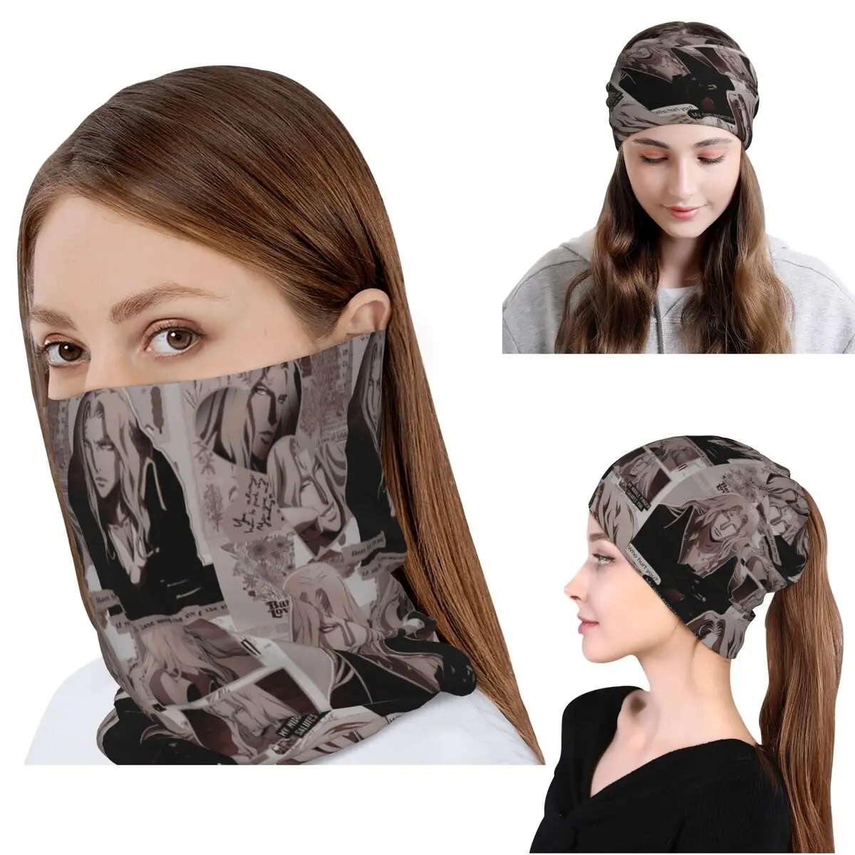 

Alucard Castlevania Bandana Neck Gaiter Wrap Mask Scarf Multi-use Balaclava Beanies Hat Unisex Adult Winter