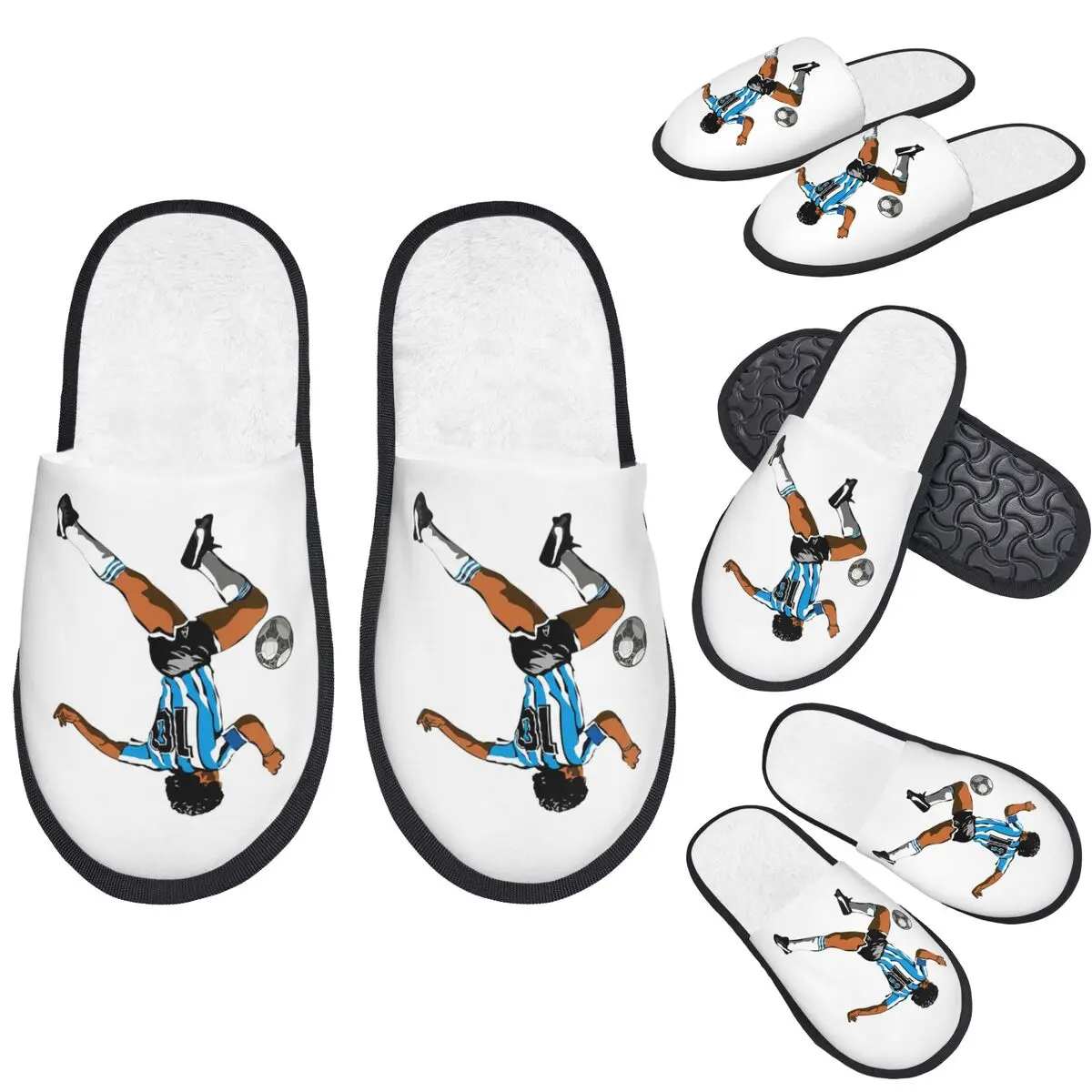 Custom El Diego_41 Maradona Argentina Soccer Slippers Memory Foam Warm Soft Women House Slipper Bedroom Fluffy Shoes