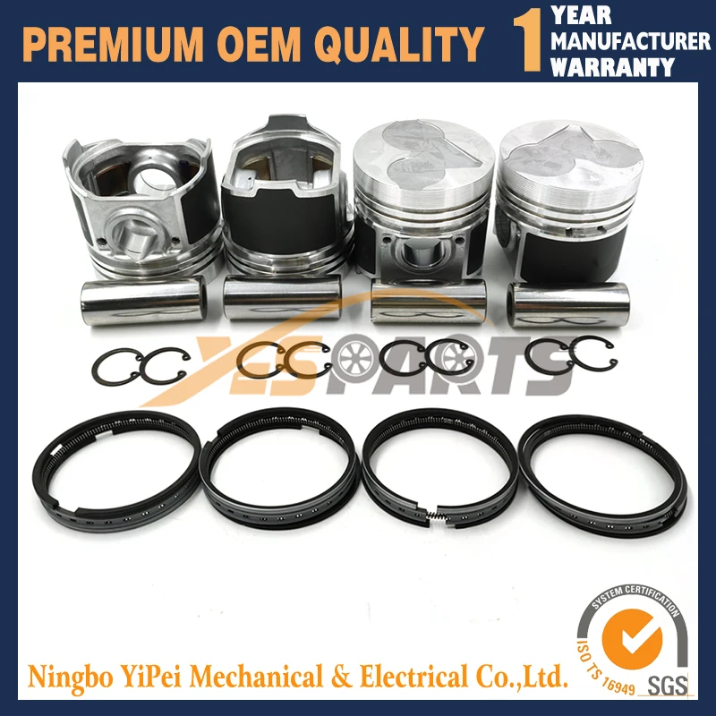 Pistons + Rings Set Kit STD 80mm for KUBOTA V1903 x 4 PCS