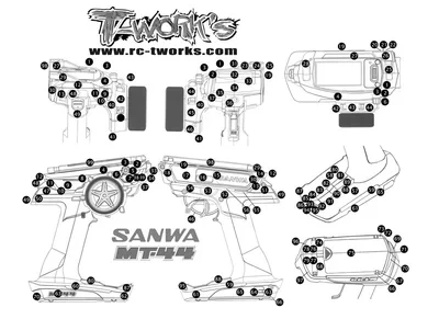 T-WORK\'S Sanwan MT44 Radio Skin Sticker Mirror Chrome Radio 3D Colors Graphite Sticker for sanwa MT44 Gift screen protector