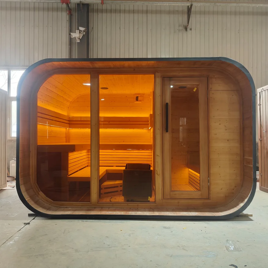 New design Canadian red cedar cube outdoor sauna traditional wooden sauna for home use