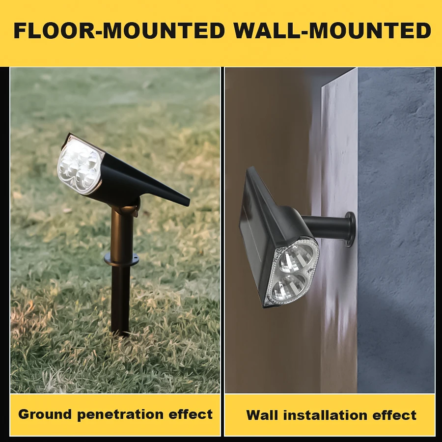 كشافات شمسية خارجية قابلة للتعديل ، مقاومة للماء IP65 ، سطوع ، حديقة ، فناء خلفي ، ممر ، فناء ، ديكور قانون ، 2 مصباح