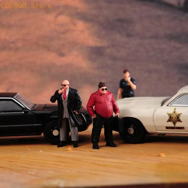 1/64 Scale Plastic Gangster Mini Figures Dioramas Models for Collectible Display D0LD