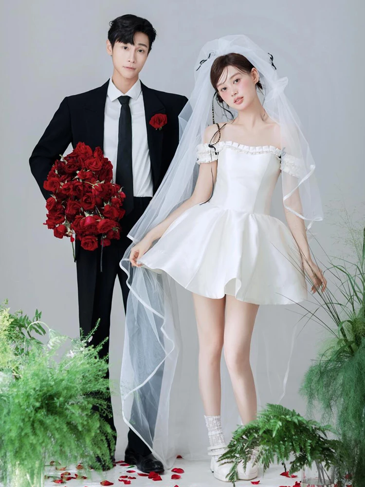 

Ele One-oulder Satin Evening Gown Perfect for Engagement Birthday Parties And Wedding Ceremonies ort Knee-Length