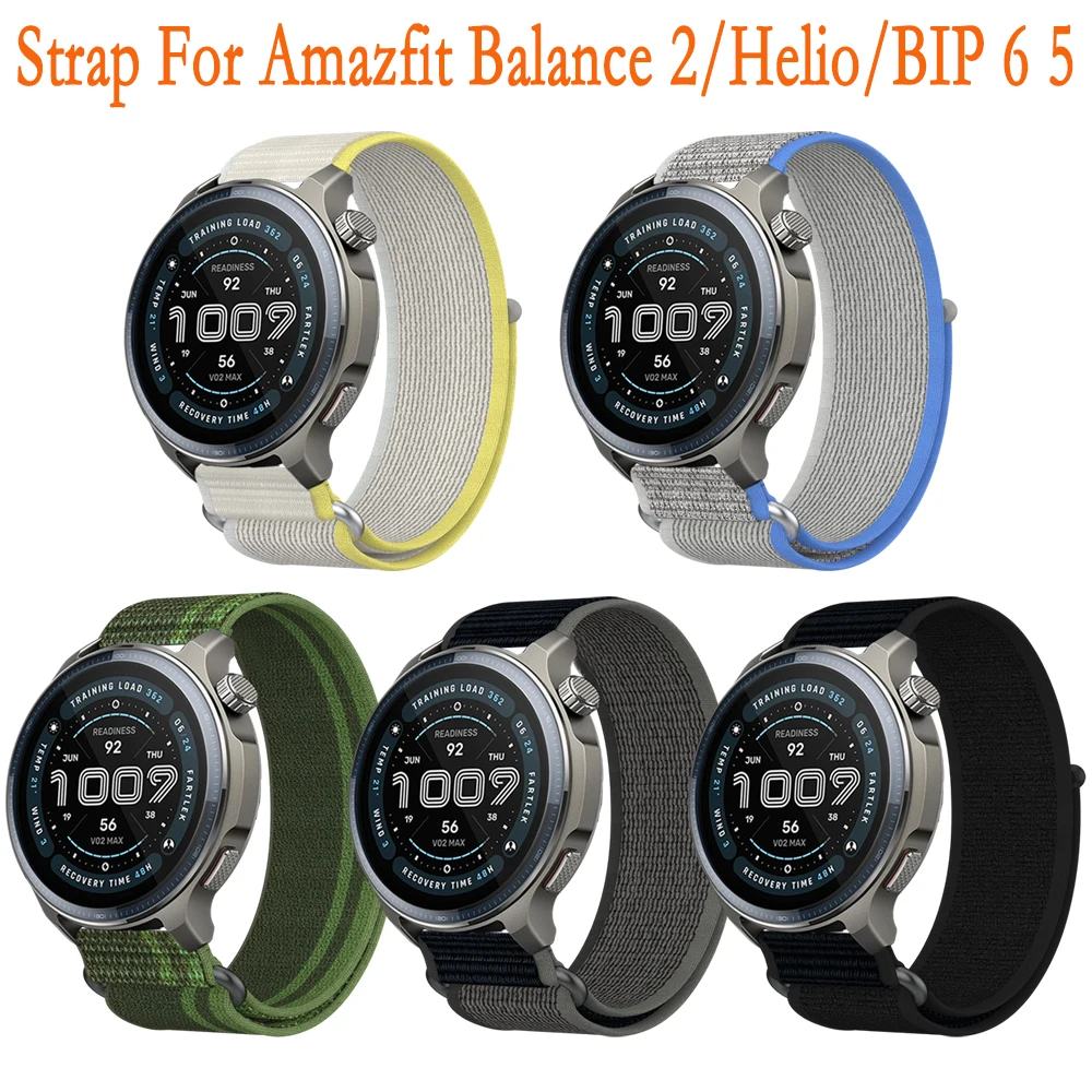 For Amazfit Balance 2 Balance Helio GTR4 3 2 Band 22mm Universal Nylon Weave Elasticity Sport Wristband for Amazfit Balance 2