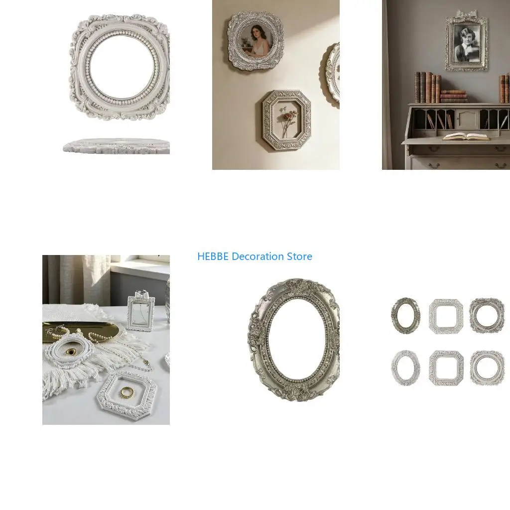 B0KC Stylish Irregular Resin Wall Photo Frame Round Gothic Pictures Frame For Displaying Memory In Contemporary Homes