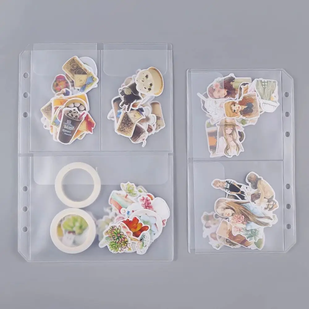 Organizer Bag Binder Filler 6 Holes Sticker Storage Bag Binder Pockets Notebook Binder Loose Leaf Bags Binder Zipper Folders