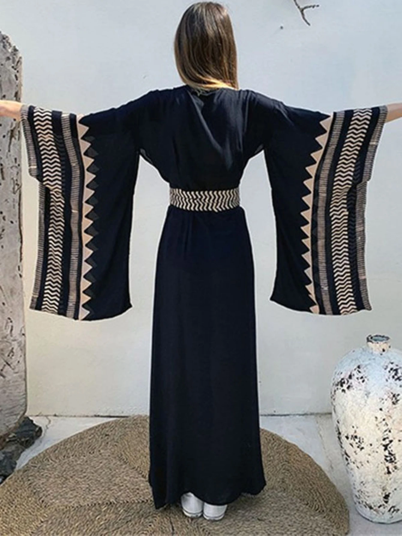 Women's Kaftan Dresses, Colorful Print Mrs Roper Caftan, Bathing Suit Cover Ups Beach Dresses - Detail 1