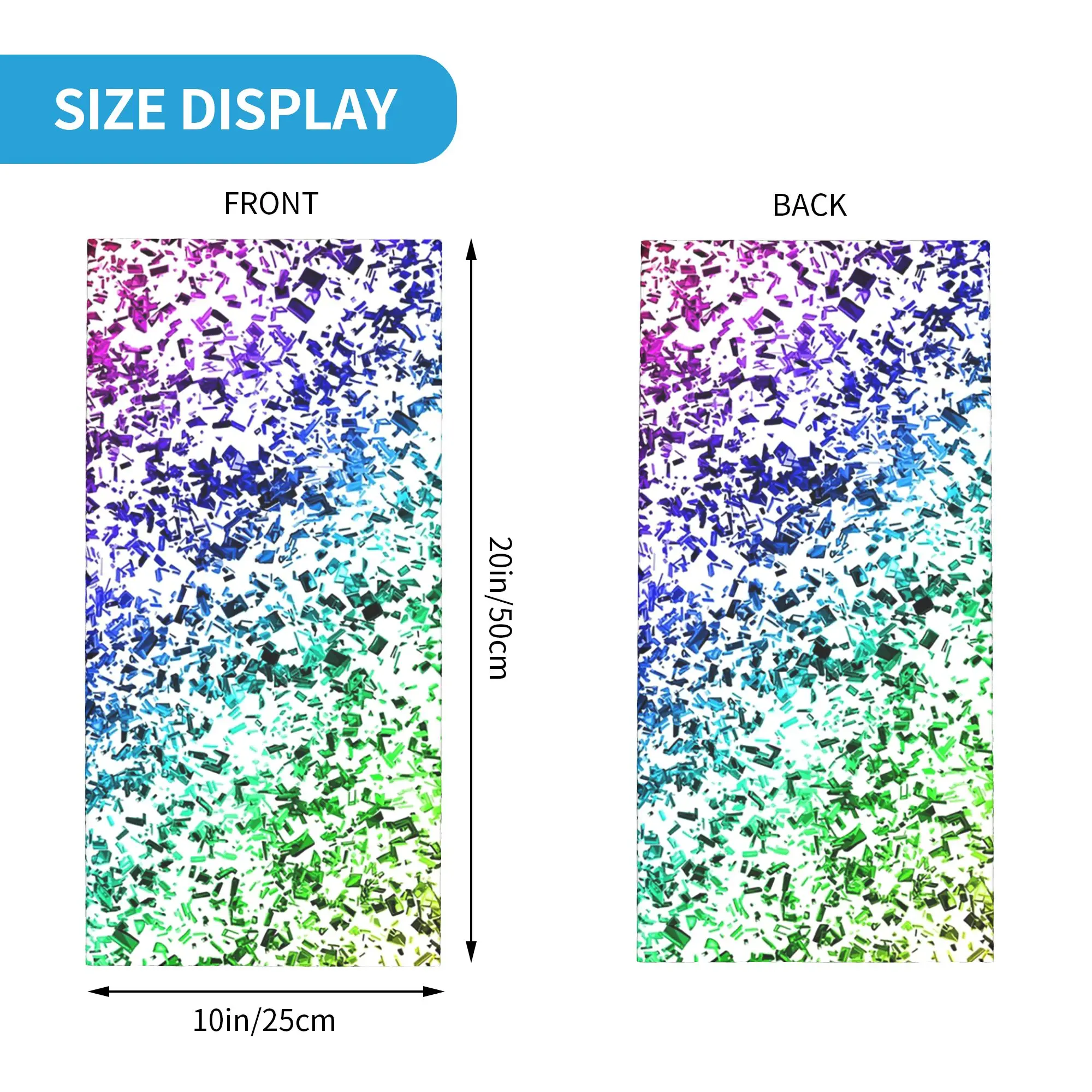 All Over Rainbow Gradient Glass Shards Pattern Bandana Neck Cover Printed Wrap Scarf Face Mask Hiking Fishing for Men Women