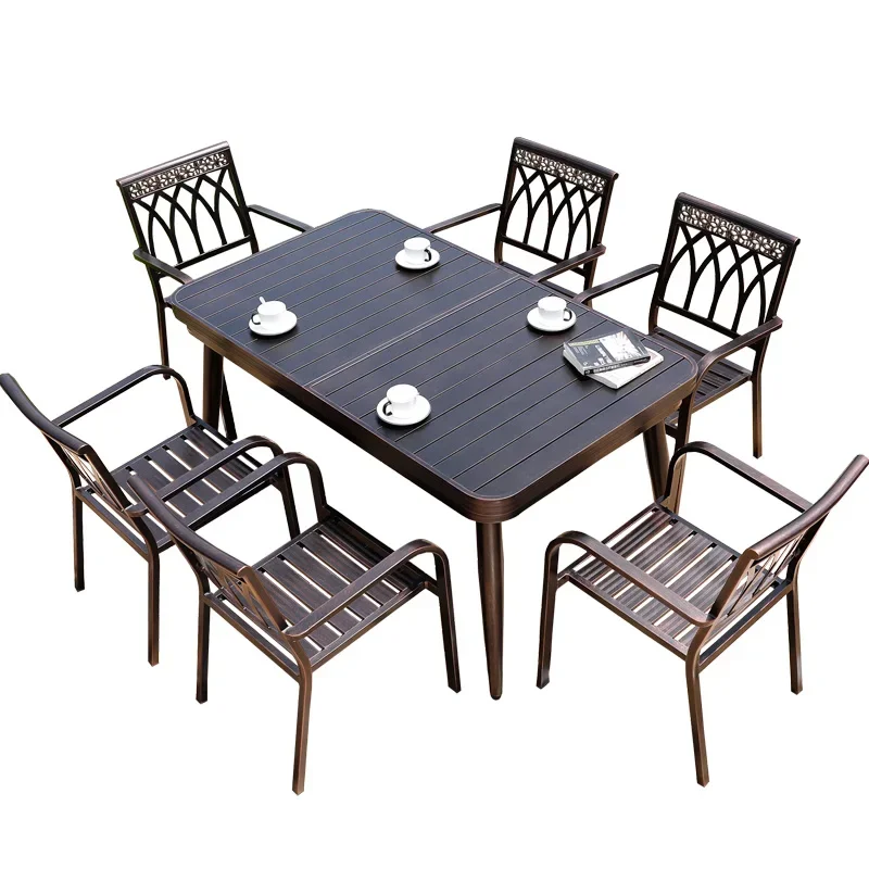 Outdoor aluminum alloy tables and chairs courtyard garden leisure European-style villa wrought iron cast aluminum terrace outdoo