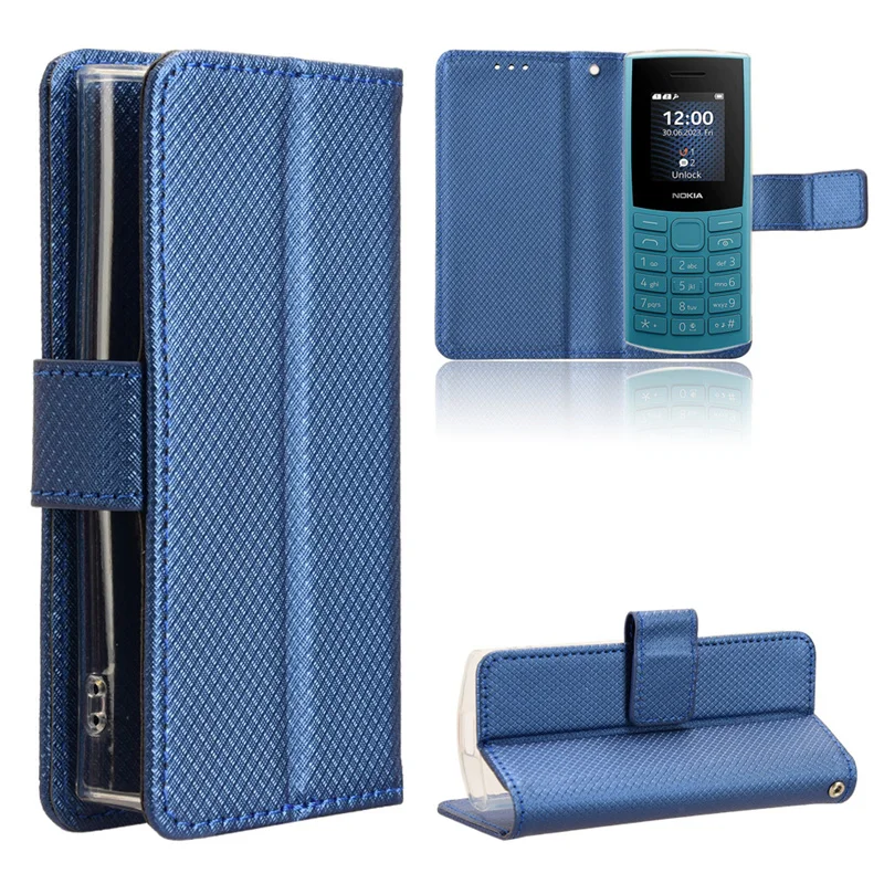 Fit in Nokia 105 4G 2023 Diamond Pattern Luxury skin PU Leather Strap Suitable for Nokia 105 4G Nokia 105 2G 2023 leather case