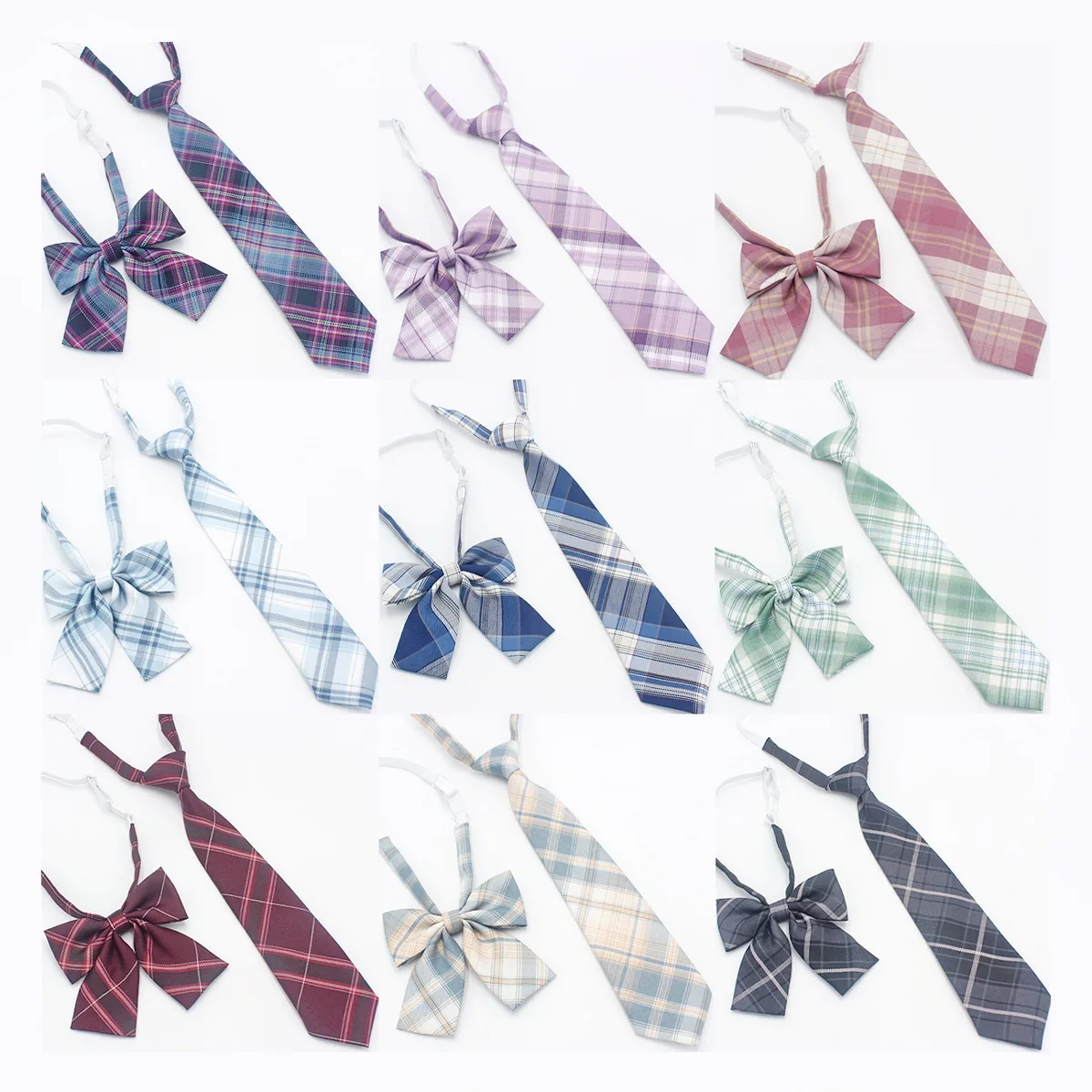 

2pc Arrival Girl/Boy Summer School Formal Uniform Tie Set Colorful Stripe Plaid British Ties For Student Children Bowtie Necktie