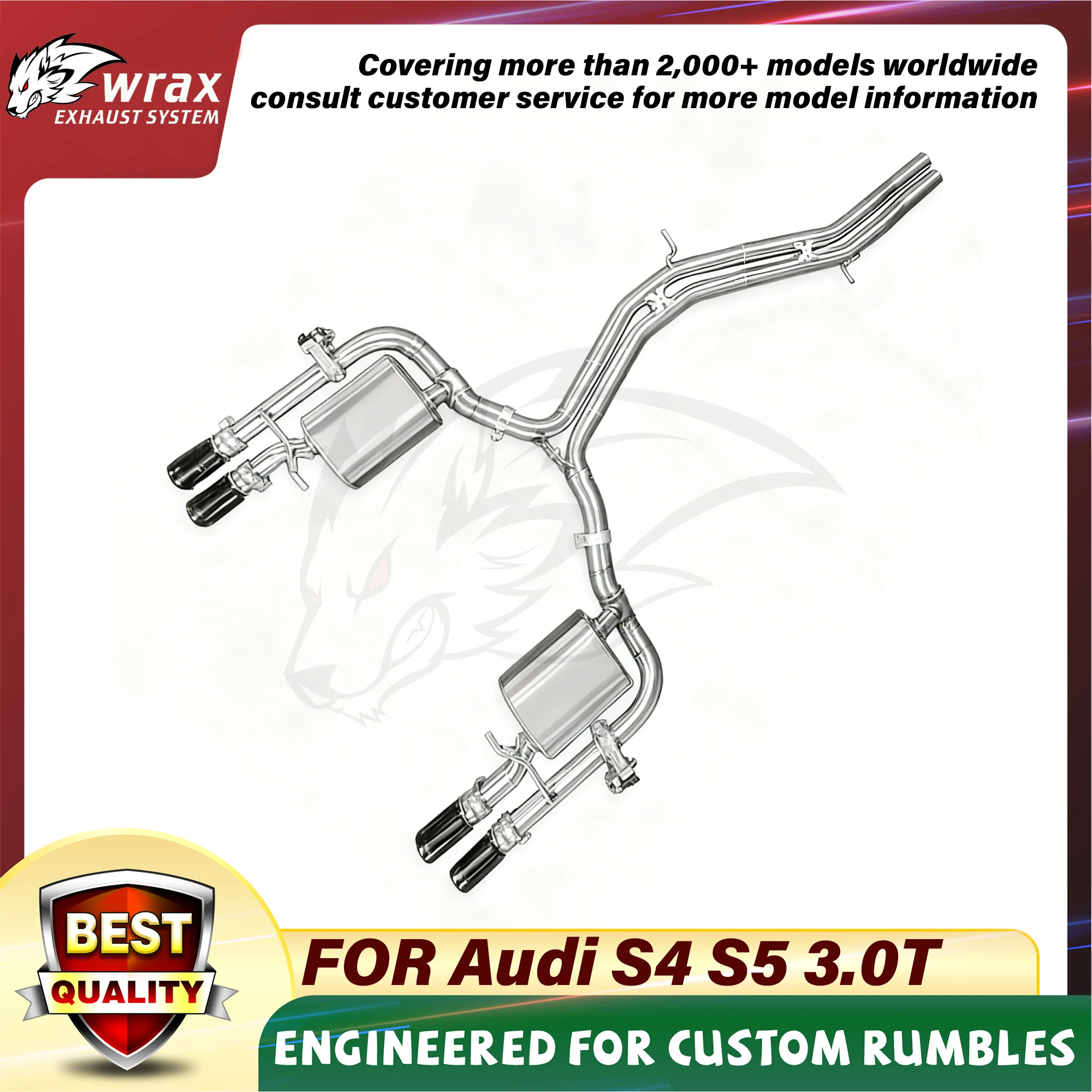 

WRAX SS304 Регулируемый клапан Catback для Audi S4 S5 3.0T с агрессивным звуком и глушителем, установка без потерь