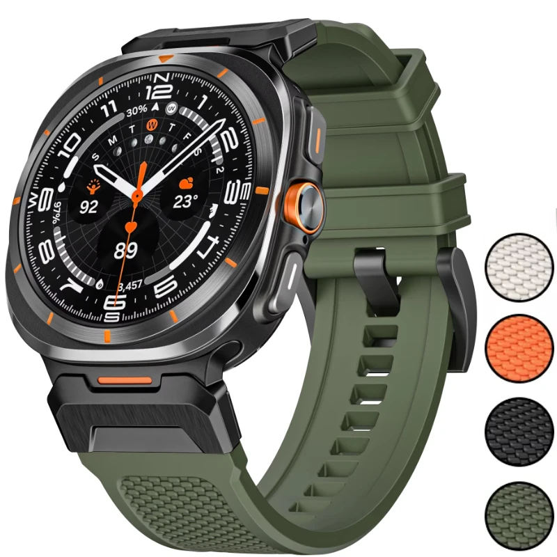 Correa deportiva de goma para Samsung Galaxy Watch Ultra 47mm sin huecos interfaz de Metal pulsera Galaxy Watch 2025 Ultra 47mm