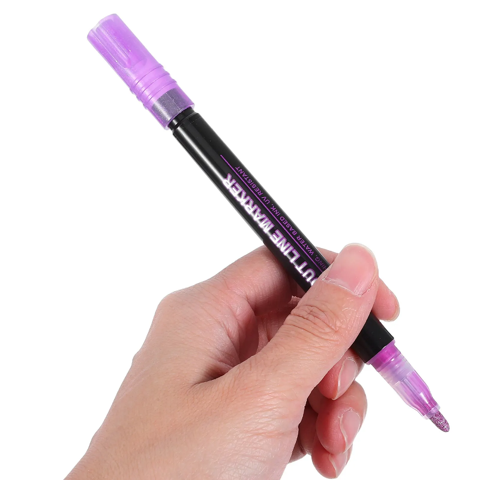 12Pcs Silver Outline Double Line Pens Multicolor Glitter Markers for Sketching Coloring Book Supplies Sparkly Highlighters