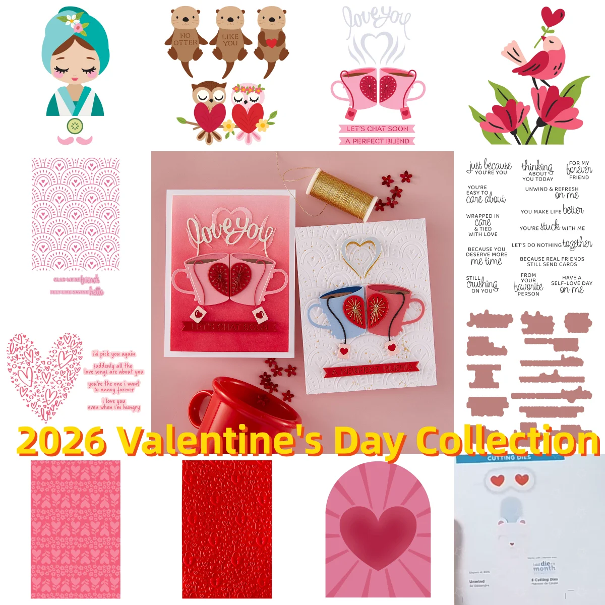 

December New 2026 Valentine Collection Hearted Together Love Metal Cutting Dies Stencil Wax Stamps Hot Foil For DIY Template