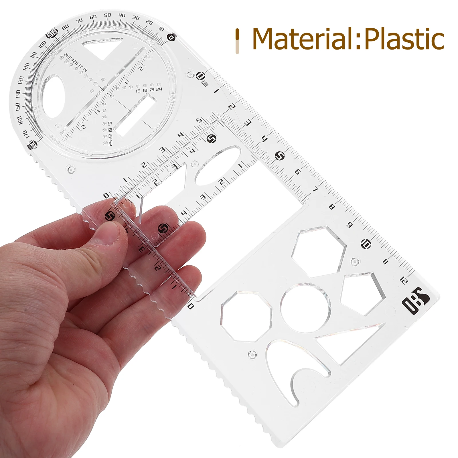 Siswa Gambar geometris Template stensil plastik mengukur penggaris Template untuk penyusunan multi-fungsi penggaris Teknik