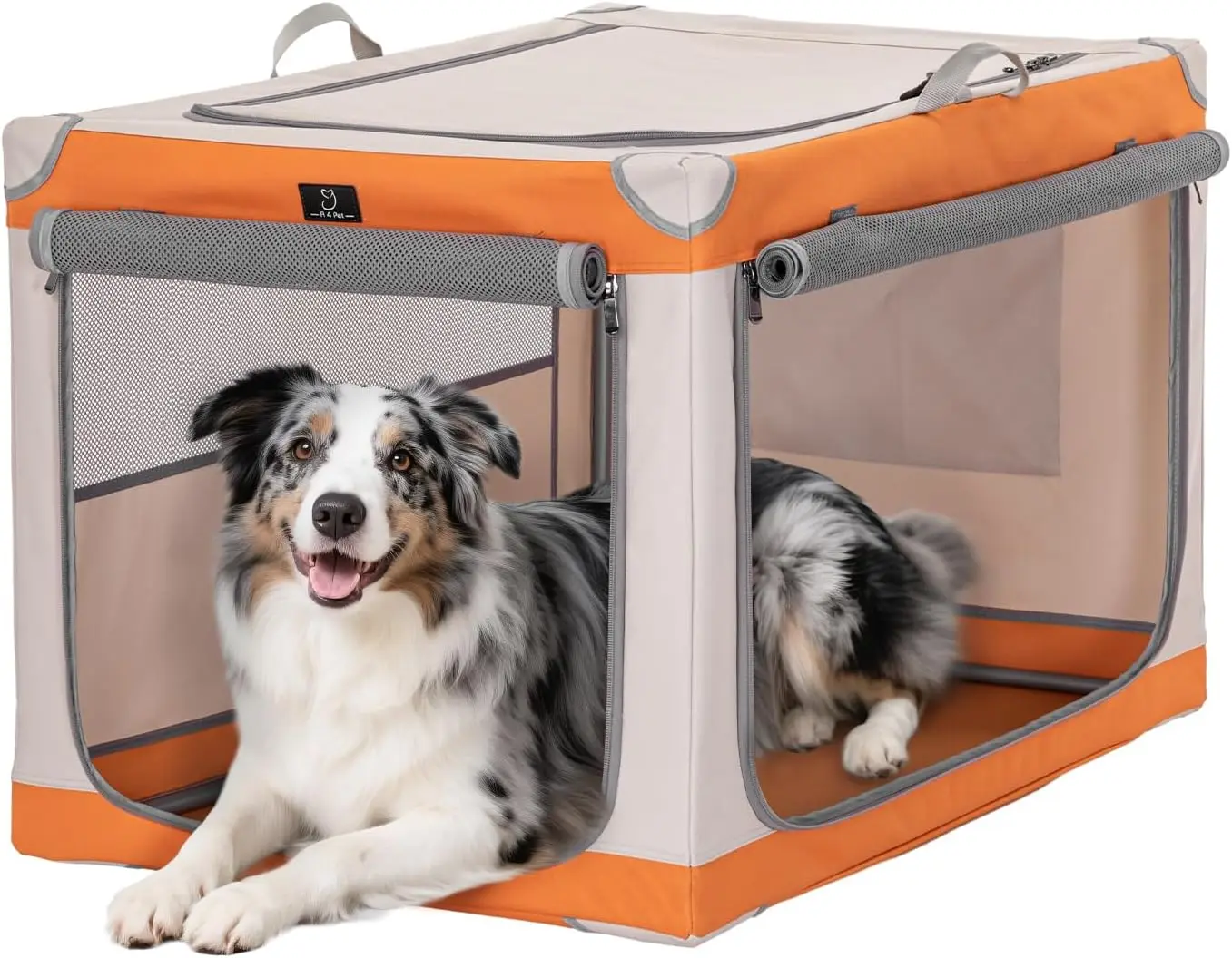 

36 Inch Soft Dog Crate for Large Dogs - Portable Travel Kennel with Lockable Zippers, Waterproof Base, Washable Cover