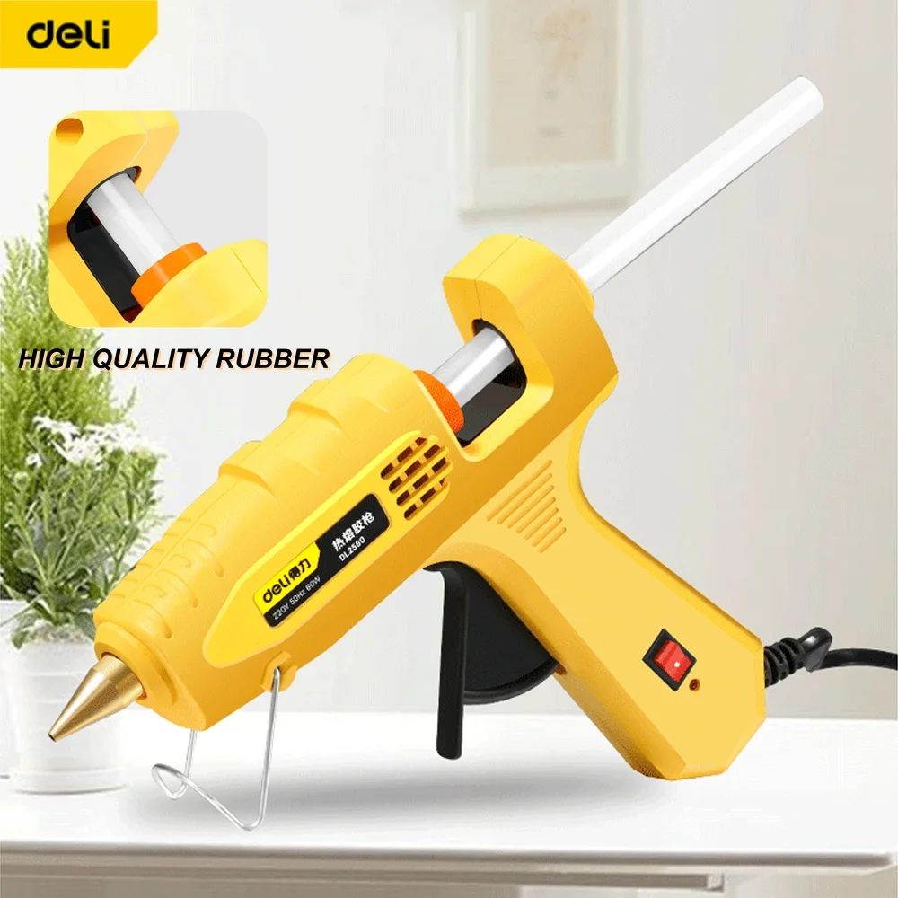 Deli 20/40/60/80W Mini Hot Melt Glue Gun Set Thermo Electric Heat Temperature Repair Tool With 10pc Glue Sticks
