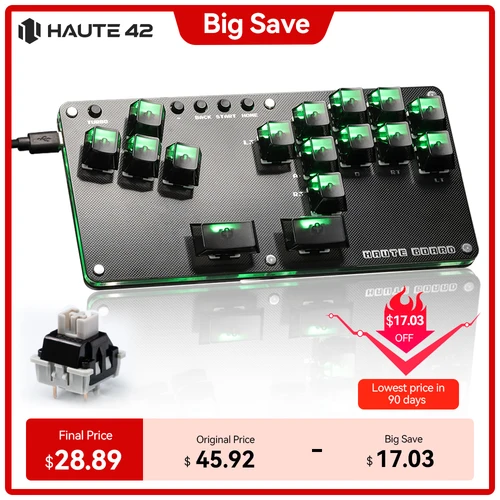 Alta42 Fightstick Hitbox controlador sin palanca Mini palo de Arcade sin pegamento para PC /Ps3/PS4 /Switch Arcade Hitbox controlador