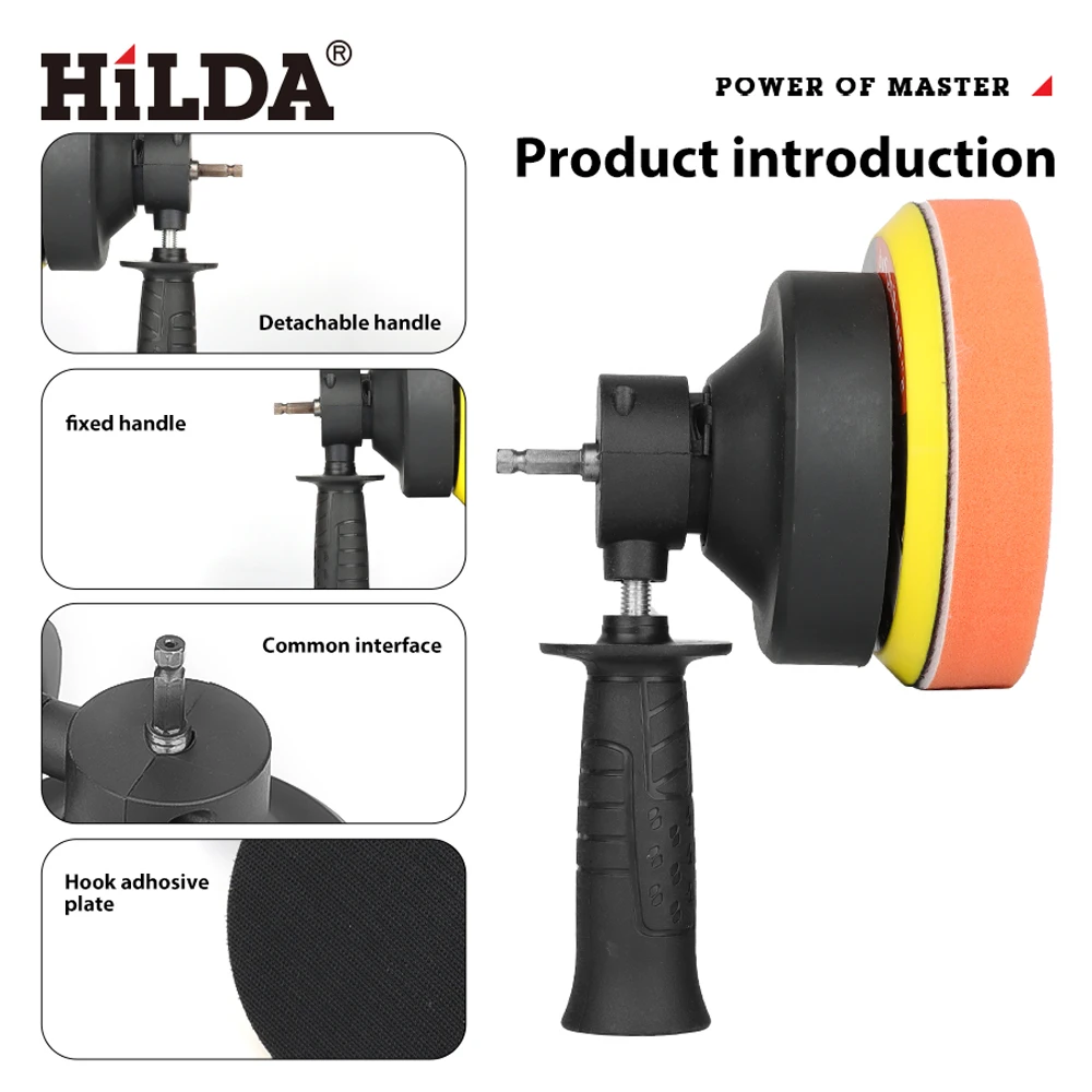 HILDA Electric Drill to Polisher Converter Adapter with Sponge Wool Disc Eccentric Polishing Tool Kit for Car Waxing Sanding
