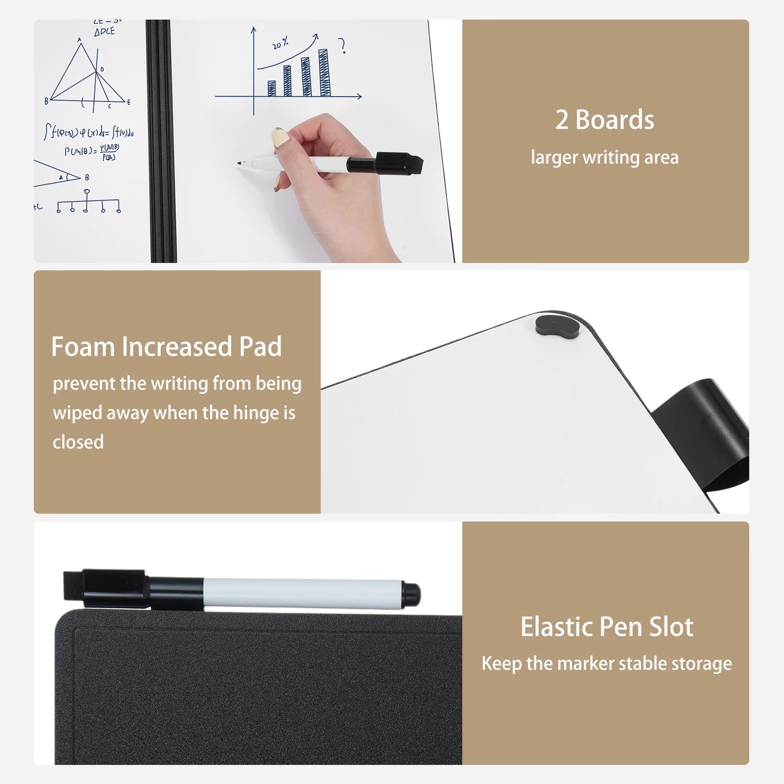 Double Sided Dry Erase Boards A5 Whiteboard Portable Writing Board with Marker & Foam Eraser For Students Home School Education