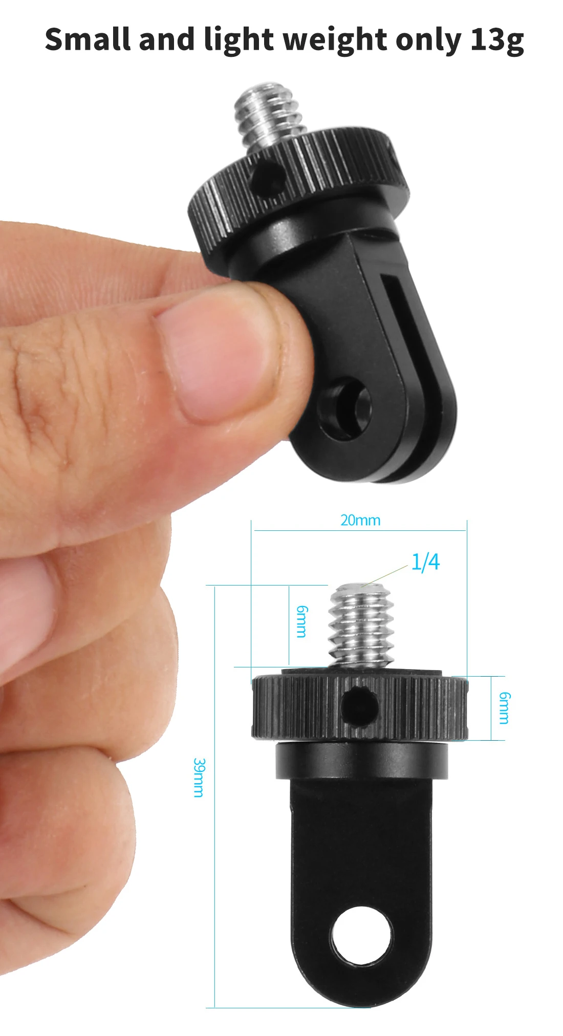 Für Insta360 X5 Metall-Mini-Stativ Konvertierbare Halterung 1/4' Schraube Schnellwechsel-Basis für Gopro Hero 13 DJI OSMO Pocket4 Action-Kamera – Detail 17