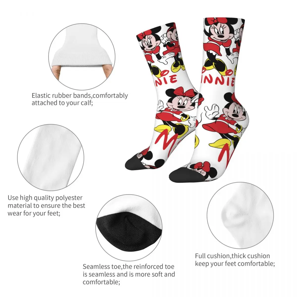 Funny Crazy compression Disney Sock for Men Hip Hop Harajuku Mickey Mouse Happy Seamless Pattern Printed Boys Crew Sock Novelty