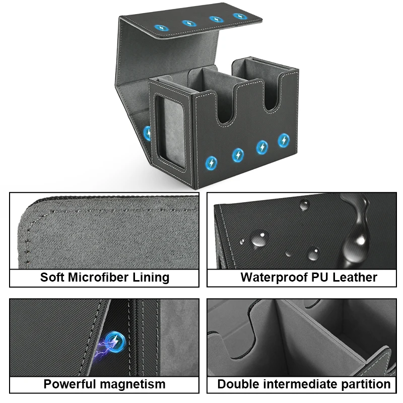 Kartendeckbox mit 2 Commander-Displays, Doppeldeckbox für mehr als 140 Karten mit einem Ärmeln, passend für TCG CCG Magic Cards – Detail 3