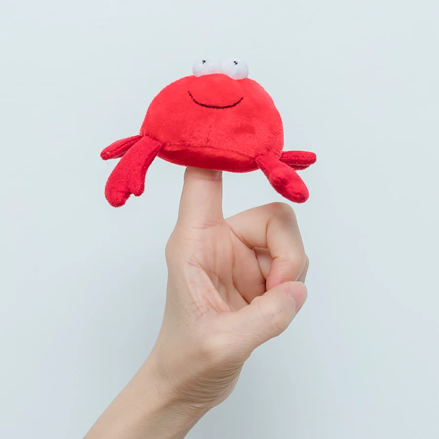 Kawaii Mini Animal Crab Sea horse Hippocampus Clownfish Hand Puppets for Baby Kids Puzzle Finger Puppet